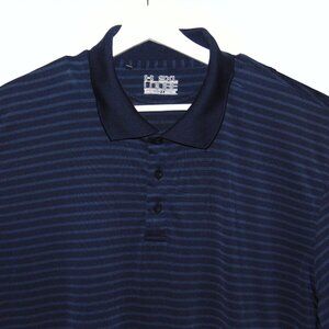 Under Armour Men Golf Polo Shirt 2XL Polyester Blue Striped